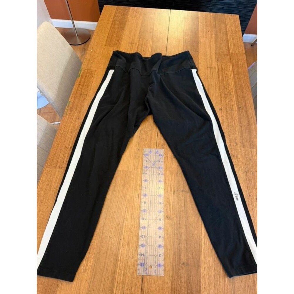 Victoria's Secret PINK Black Leggings White Side Stripe Ankle Logo Womens XXL